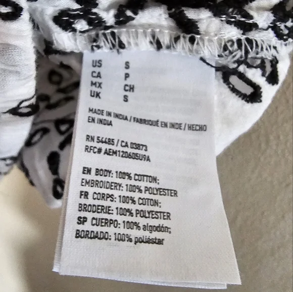 AEO Cropped Embroidered OTS Cropped Top, S - Picture 7 of 8